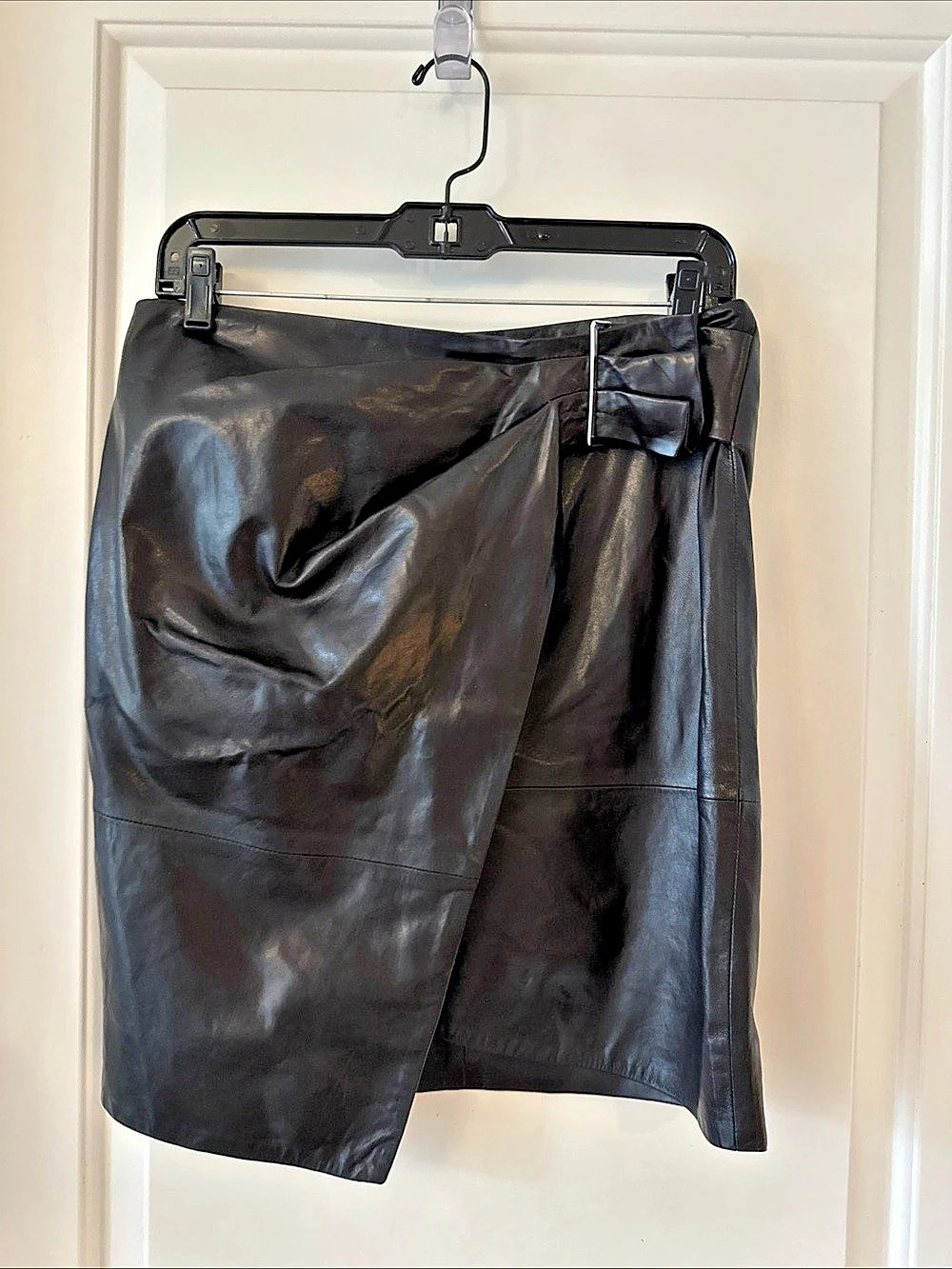 IRO Dolly Leather Wrap Skirt in Black Size 38